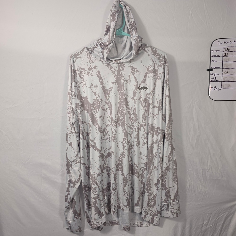 Natural Gear Performance Hoodie Mens 2XL White Camo Lightweight Sun Shirt